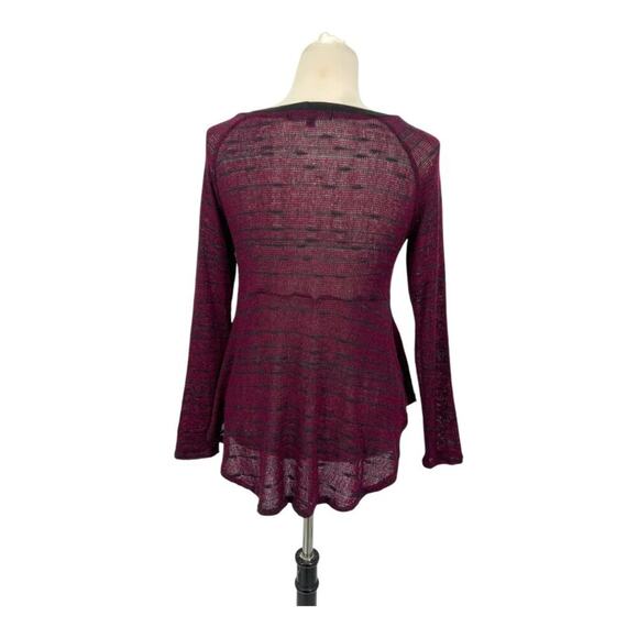 Simply Irresistible Purple Open Weave Long Sleeve Peplum Top Size Medium NWOT - Picture 6 of 6